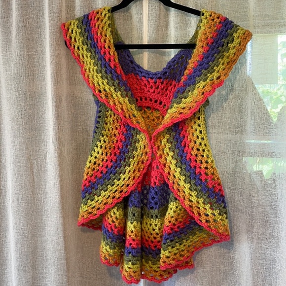 Jackets & Blazers - Rainbow Crochet Vest